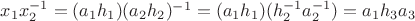 $x_1x_2^{-1} = (a_1h_1)(a_2h_2)^{-1} = (a_1h_1)(h_2^{-1}a_2^{-1}) = a_1h_3a_3$