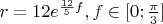 $r=12e^{\frac{12}{5}f}, f\in[0;\frac{\pi}{3}]$