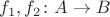 $f_1, f_2 \colon A \to B$