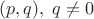 $(p,q), \; q \ne 0$