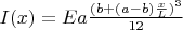 $I(x)=E a \frac {(b+(a-b)\frac x L)^3} {12}$