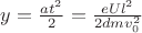 $y=\frac{at^2}{2}=\frac{eUl^2}{2dmv_0^2}$