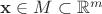 $\mathbf x \in M\subset \mathbb R^m$