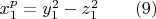 $x_1^p=y_1^2-z_1^2 \qquad (9)$