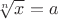 $\sqrt[n]{x}=a$