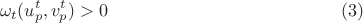 $$\omega_t(u_p^t,v_p^t)>0\eqno (3)$$