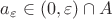 $a_\varepsilon \in (0,\varepsilon) \cap A$