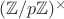 $(\mathbb{Z}/p\mathbb{Z})^{\times}$ $(\mathbb{Z}/p\mathbb{Z})^{\times}$