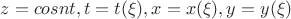 $z=cosnt, t=t({\xi}), x=x({\xi}), y=y({\xi})$