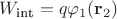 $W_{\text{int}}=q\varphi_1(\mathbf r_2)$