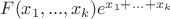 $F(x_1,...,x_k)e^{x_1+...+x_k}$
