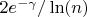 $2e^{-\gamma}/\ln(n)$