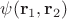 $\psi(\mathbf{r}_1,\mathbf{r}_2)$