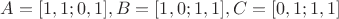 $ A=[1,1;0,1], B=[1,0;1,1], C=[0,1;1,1]$