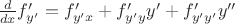 $\frac{d}{dx} f'_{y'} = f'_{y'x} + f'_{y'y}y' + f'_{y'y'}y''$
