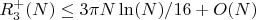 $R^{+}_3(N) \leq 3\pi N \ln(N)/16+O(N)$
