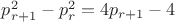 $p_{r+1}^2-p_{r}^2=4p_{r+1}-4$