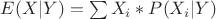 $E(X|Y)=\sum X_i*P(X_i|Y)$