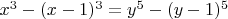 $x^3-(x-1)^3=y^5-(y-1)^5$