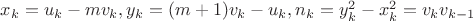 $x_k=u_k-mv_k,y_k=(m+1)v_k-u_k,n_k=y_k^2-x_k^2=v_kv_{k-1}$