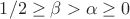 $1/2\geq\beta>\alpha\geq 0$