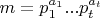 $m=p_1^{a_1}...p_t^{a_t}$