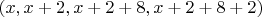 $(x,x+2,x+2+8,x+2+8+2)$