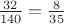 $\frac{32}{140}=\frac8{35}$