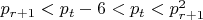 $p_{r+1}<p_t-6<p_t<p^2_{r+1}$