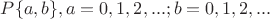 $P\{a, b\}, a=0,1,2,...; b=0,1,2,...$