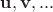 $\mathbf{u,v},...$