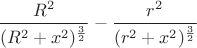 $$\frac {R^2} {(R^2+x^2)^{\frac 3 2}} - \frac {r^2} {(r^2+x^2)^{\frac 3 2}}$$