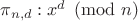 $\pi_{n,d}: x\tox^d\pmod n$