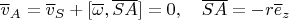 $\overline v_A=\overline v_S+[\overline\omega,\overline{SA}]=0,\quad \overline{SA}=-r\overline e_z$