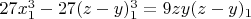 $27x_1^3-27(z-y)_1^3=9zy(z-y)_1$