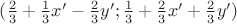 $(\frac{2}{3}+\frac{1}{3}x'-\frac{2}{3}y';\frac{1}{3}+\frac{2}{3}x'+\frac{2}{3}y')$