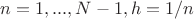 $n=1,..., N-1, h=1/n$
