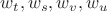 $w_t,w_s,w_v,w_u$