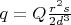 $q=Q\frac{r^2s}{2d^3}$