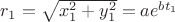 $r_1=\sqrt{x_1^2+y_1^2}=ae^{bt_1}$