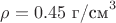$\rho = 0.45 \ \text{г/см}^3$