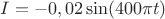 $I= - 0,02 \sin(400\pi t)$