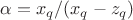 $\alpha = x_q/(x_q - z_q)$