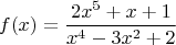 $$f(x) = \frac{2x^5+x+1}{x^4-3x^2+2}$$