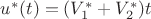 $u^*(t)=(V_1^*+V_2^*)t$