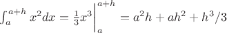 $\int_a^{a+h} x^2dx=\frac 1 3 x^3\bigg|_a^{a+h}=a^2h+ah^2+h^3/3$
