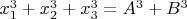$x_{1}^3+x_{2}^3+x_{3}^3=A^3+B^3$