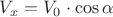 $V_{x}=V_{0}\cdot \cos\alpha$