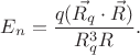 $E_n=\dfrac{q(\vec{R_q}\cdot\vec{R})}{R_q^3 R}.$