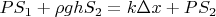 $PS_1+\rho ghS_2=k\Delta x+PS_2$